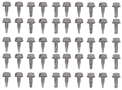 ANKROYU 50 Stück 0,19 x 0,51 Zoll selbstschneidende Schraube, Edelstahl-Schraubverschluss, hochfeste Sechskant-Unterlegscheibenschraube, Heimreparaturschrauben, mechanische