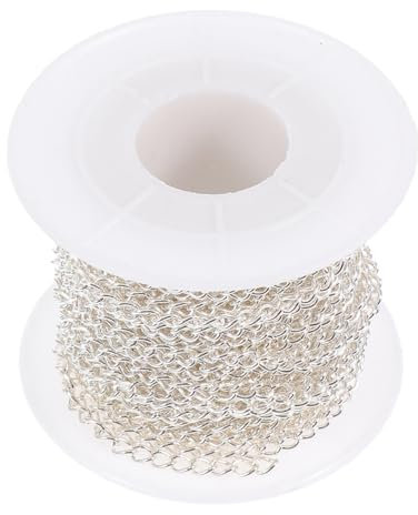 HAPINARY Multipurpose DIY Oval Silver Plated Iron Chain for Pendant Lanyard Necklace Making Jewelry Accessory Chain Link Style for DIY Neck Pendant Hanging