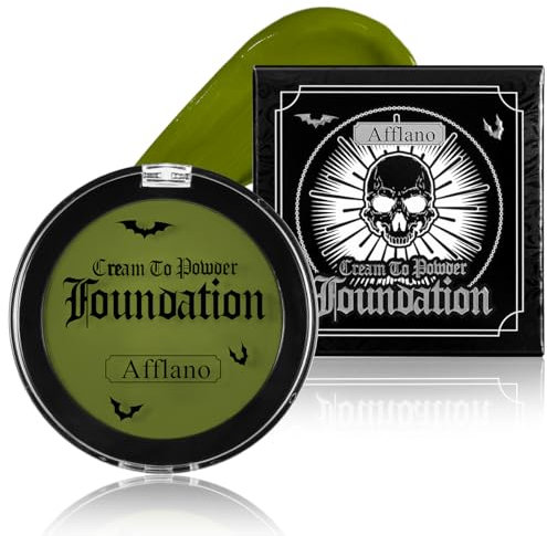 Face Body Paint #5 Green Color Grüne Creme-zu-Puder Foundation für Gesicht und Körper - Mattes Finish, hochpigmentiert, langanhaltend, wasserfeste Farbe für SFX, Cosplay, Halloween & Bodypainting