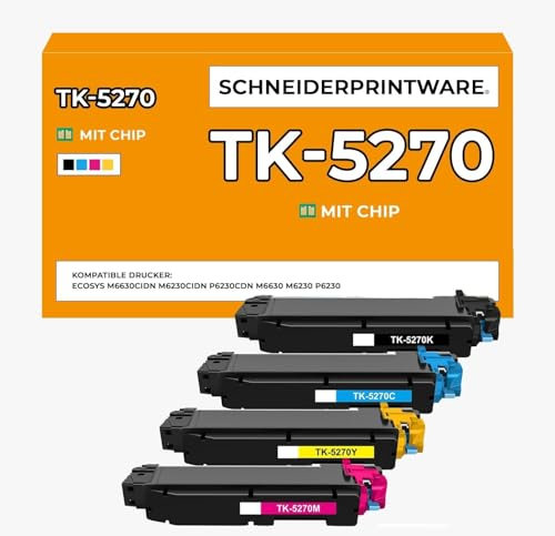 schneiderprintware TK-5270 TK-5270K TK5270 Kompatibel Toner für Kyocera ECOSYS M6630cidn P6230cdn M6230cidn TK 5270 TK-5270C TK-5270M TK-5270Y M6630 P6230 M6230 ( CMYK 4-Pack)