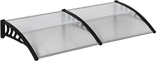 Outsunny Pultvordach Vordach für Haustür 200 x 96 x 27 cm Überdachung mit UV Schutz, Regenschutz Sonnenschutz für draußen Alu Schwarz