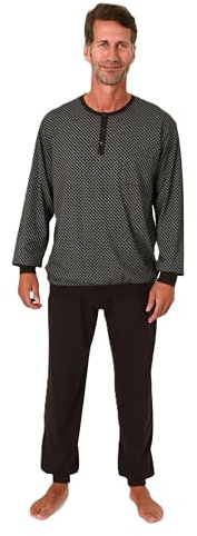 Normann Herren Langarm Schlafanzug mit Bündchen - Minimalprint-Optik - auch in Übergröße, Farbe:braun, Größe:60-62