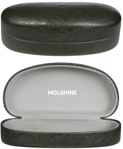 molshine Hard Shell Sunglasses Case,Classic Large Glasses Case for Sunglass, Eyeglasses with Cleaning Cloth, Pocket (Dark Green)