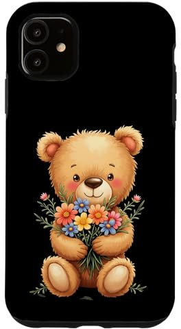 Teddy Bear With Flowers Case for iPhone 11