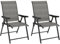 Outsunny Garden Dining Chairs Set of 2, Folding Garden Chairs with All Weather Texteline Back and Seat, Outdoor Dining Chair with Armrests, Steel Frame for Terrace Balcony, Black and Grey