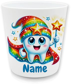 Zahn Zauberer Zahnputzbecher Kunststoff für Kinder personalisiert | Mit Namen, Trinkbecher, Zähneputzen, BPA frei