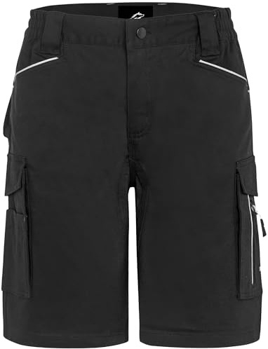 BWOLF Daytona Short de Travail Homme, Stretch Résistant, Multi-Poches Fonctionnelles, Confort Idéal pour Chantier, Artisan, BTP, Noir, XL