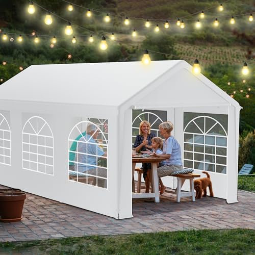 NAIZY Partyzelt 3x6 m Pavillon mit Wasserdicht Dach & Abnehmbaren Seitenwänden Gartenpavillon Stabil Winterfest Gartenzelt aus PE-Gewebe & Metall Rohr Familienzelt, Weiß