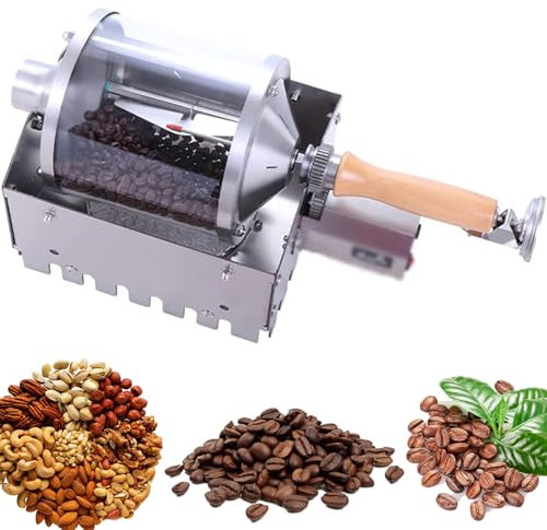 Herdplatte Kaffeeröster mit transparentem Quarzglasbehälter, Edelstahl-Tablett, zum Braten von Kaffeebohnen und Erdnüssen, hohe Hitzebeständigkeit