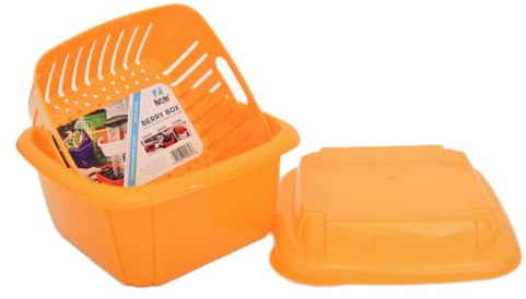 Hutzler 3-in-1 Berry Keeper Colander and Container, Keeps Berries Fresh Longer 2 pints, Apricot