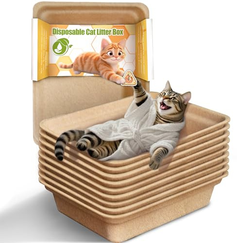 9-Pack Disposable Litter Boxes for Cats: Leak-Proof 3/6/9/20/32 Odor Control Tray for Kittens Rabbits Travel Indoor Easy to Dispose of
