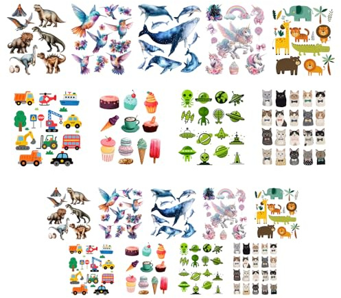 CRAFTYMELODY 18Pcs Cartoon Animal Iron on Transfer 9 Style Carton DTF Ready to Press Vinyl Iron on Patch Decal Applique Costume Accessories for T-Shirts Jacket Pant Cloth Bag DIY Fabric Decor