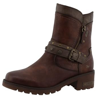 MUSTANG Damen Stiefelette mit Zierschnallen und Nieten, Größe:39 EU, Farbe:Braun