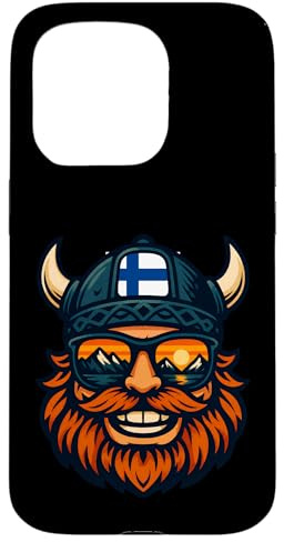 Finnischer Wikingerhelm Finnland und Berg Sonnenuntergang Reflexion Hülle für iPhone 15 Pro