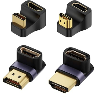AOUZOVLI 4 Stück HD-MI Winkelstecker, Mini HD-MI Adapter, HD-MI 90 Grad Adapter, Unterstützt 8k@60hz, 90°-Winkelstecker, 180°-Drehanschluss, für Kameras/Laptops/Tablets/HDTVs/Projektoren