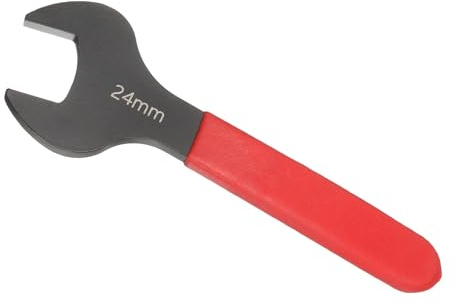 Awclub 24mm Open End Wrench, 15 Degree Offset Thin U-Shaped Spanner with Red Shank, Black Finish for Automotive Repair & Furniture Assembly