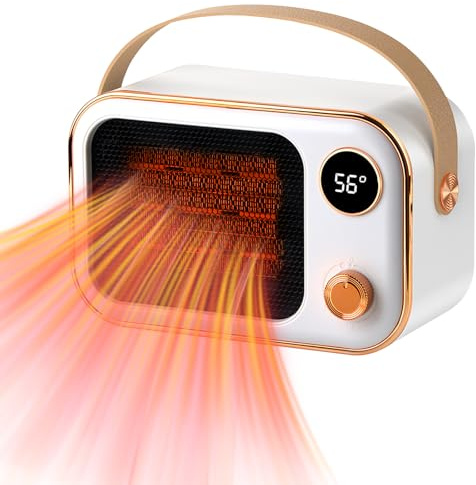 Chauffage Soufflant Électrique, 1200W Radiateur Soufflant Ceramique, Petit Chauffage d'Appoint Electrique, Protection Contre la Surchauffe et l'Inclinaison, Deux températures