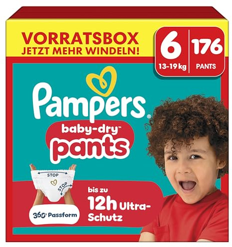 Pampers Baby-Dry Pants Größe 6, 176 Windeln, 13kg-19kg | 360° auslaufsichere Passform für Tag und Nacht