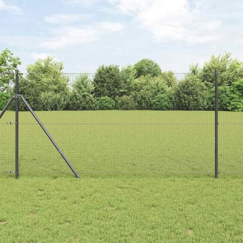 Clôture en fil soudé, gris, 1,4 x 50 m, rouleau de grillage pour tuteurs et brise-vue, clôture de jardin, grillage galvanisé, résistant aux intempéries, durable