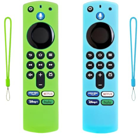 KRFWGUU 2 Piezas Funda Mando Fire Tv Stick Funda De Silicona De Mando Distancia Para Stick 4K 3Rd Gen 3Rd Generación Protectora Antideslizante De Distancia (Verde Azul)