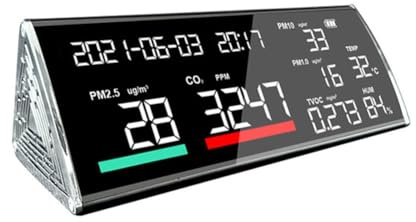 Jnchdghwa Multifunktionaler Luftqualitätsmonitor 9 in 1 PM2,5/PM10/PM1,0 TVOC CO2 Temperatur Luftfeuchtigkeit Gasanalysator