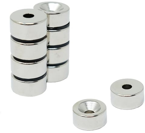 N42 Neodymium Countersunk Magnet for Arts, Crafts, Model Making, DIY, Hobbies, Office and Home - 15mm dia x 7.5mm thick x 4.2mm c/sink - 5.7kg Pull - South - Pack of 2