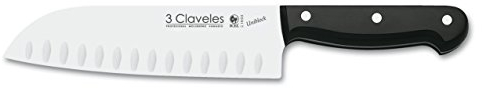 3 CLAVELES Uniblock Cuchillo de Cocina Santoku, Negro, 18 cm - 7