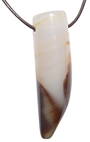 Natur Achat Anhänger in Zahn Form Größe: ca. 40 x 10 mm inclusive Textil Band.(3897)