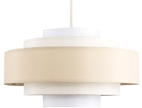 MiniSun | Modern 5 Tier Ceiling Light Shade in a 3 Tone Cream Finish | Pendant Lights, Home Décor & Improvement Essential | Includes 6W GLS Bulb [3000K Warm White] | 35cm Shade Width