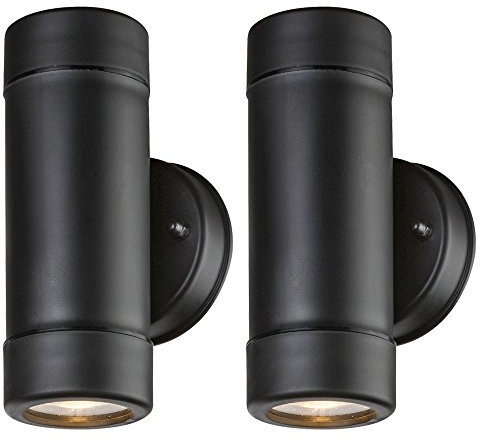 2er Set UP Down LED Außen Wand Lampen Fassaden Garten Terassen Beleuchtung Leuchten IP 44 Schwarz