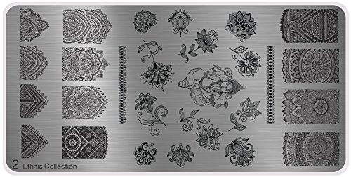 MoYou Stempelplatte XL, ethnische Kollektion 2, voll mit Boho-Designs, ideal für die unverzichtbare Sommer-Maniküre.