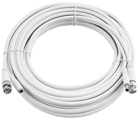 SSL Satellites 20m White RG59 + Power Copper BNC Video and DC Power Cable Lead For CCTV Video Security Camera Surveillance & DVR Kits