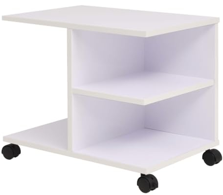 vidaXL Beistelltisch mit Rollen 50x35x42cm Weiß Rollregal Bücherregal Regal