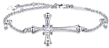 Kreuz-Armband für Damen, Damen Kreuz Armband in Weißgold 925 Sterling Silber Religiöse Symbol Kreuz Armbänder Schmuck für Sie