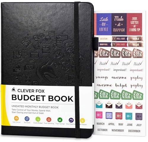 Clever Fox Budget Book – Financial Planner Organizer & Expense Tracker. Money Planner Account Notebook for Monthly Budgeting. Compact (Black)