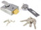 Outward Opening Nightlatch - Chrome Case and Cylinder - Dark Metallic Grey Strike Plate - 5 x Keys Supplied