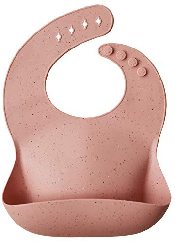 mushie Silikon Bib für Kinder | Lätzchen mit Auffangschale | BPA frei Wasserdicht | Abwaschbar Lätzchen mit verstellae Passform | Sichere & Hochwertige für Kleinkinder & Baby | Peach Terrazzo