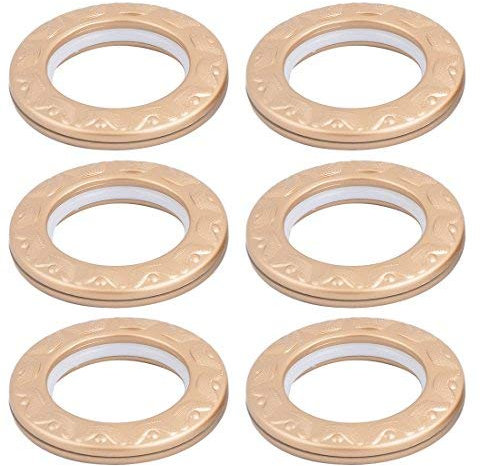 N/A Camera di Plastica Rotonda Pannello Drappeggio Tenda Asta Tenda Anelli 6 pz Oro Tono