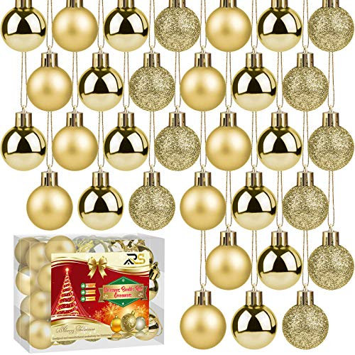 Ruisita 36 Stück 30 mm Weihnachtskugeln Dekoration Bruchsichere Weihnachtsbaumkugeln Mini Weihnachts-Hängekugeln für Feiertags-, Hochzeits- und Partydeko