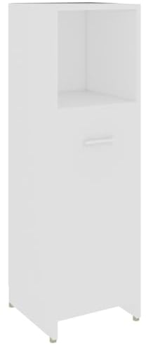 vidaXL Badezimmerschrank mit 3 Fächern 1 Tür Midischrank Badschrank Badregal Badmöbel Schrank Badezimmer Regal Weiß 30x30x95cm Holzwerkstoff