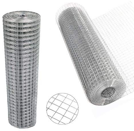 EFAN 1x1 (25mm) Square Galvanised Welded Wire Mesh Roll, Wire Fence Mesh for Chicken Coop Rabbit Henhouses Garden Vegetables Fruit Cage Animal Enclosure, 91.5CM X 15M