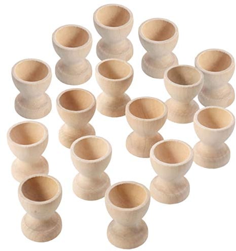 TOYANDONA 15pcs Wooden Egg Cups Wooden Egg Holder Wooden Egg Stand Egg Cup Toy Egg Cup Stand Egg Display Cup Egg Cup Storage Egg Tray for Kids DIY