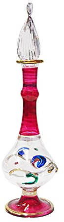 Parfum égyptien en verre soufflé fait à la main en Égypte Vase en rouge Type 2 avec relief 13 cm