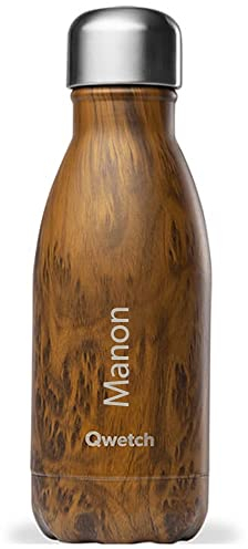QWETCH Bouteille Isotherme Wood Brun Personnalisée Gravée (260 ml)