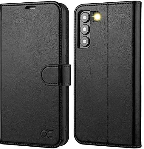 OCASE Hülle Kompatibel für Samsung Galaxy S22+ Plus 5G Handyhülle [Premium PU Leder] [Kartenfach] [Standfunktion] Cover RFID Schutzhülle Etui Klapphülle Schwarz 6,6 Zoll