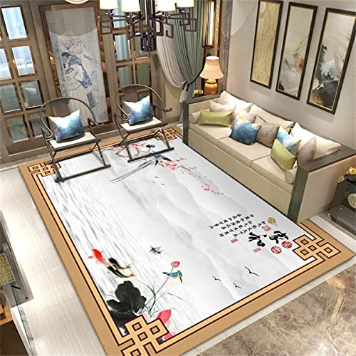 Auslegware Teppiche Fürs Kinderzimmer Kurzflor-Teppich im klassischen chinesischen Blumendesign, weich, rutschfest Bad Matte Teppiche Waschbar 120X200cm