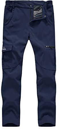 YSENTO Damen Wanderhose Outdoorhose wasserdichte Softshellhose Winddicht Winter Warm Gefüttert Ski Snowboardhose Trekkinghose(Marine,XS)