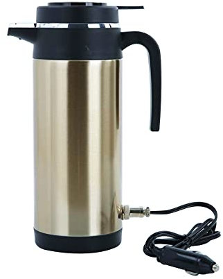 Baceyong 12V/24V Zigarettenanzünder Auto Wasserkocher Boiler, Tragbarer Wasserkocher für Reiseautos, 304 Edelstahl 1200 ml Autoheizbecher