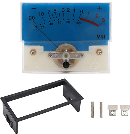 SALALIS VU-Meter, Hochpräziser 12V Audio-Pegelmesser mit Zeigerskala, Blauer Hintergrundbeleuchtung, 500uA 650mm Leistungsverstärker-DB-Messgerät