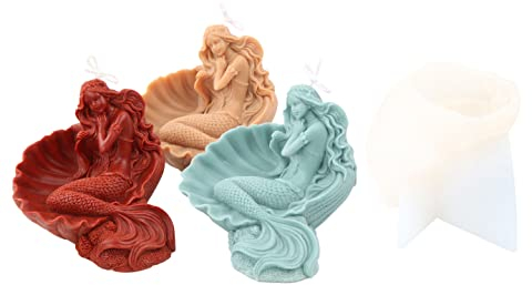 Xidmold Jakobsmuschel Meerjungfrau Silikonform Kerzenform Seifenform Meerjungfrau Backform Kuchen Silikon Formen für Fondant, Tortendeko, Schokolade, Seife, Sojawachs Kerzen, Handwerk